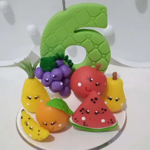 Vela Frutinhas com Carinha de Biscuit