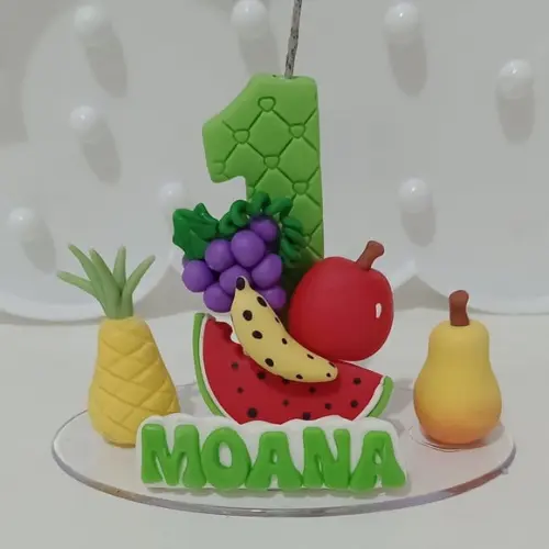 Vela Frutinhas de Biscuit com Nome
