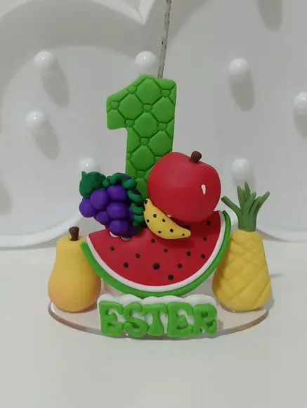 Vela Frutinhas de Biscuit com Nome