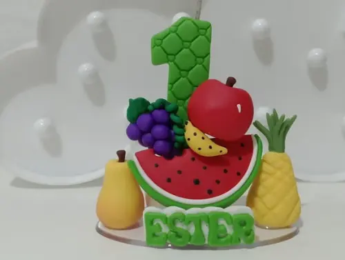 Vela Frutinhas de Biscuit com Nome