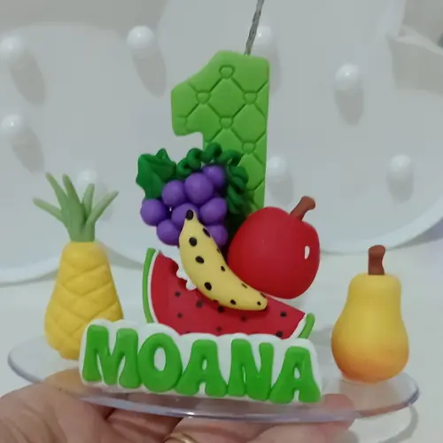 Vela Frutinhas de Biscuit com Nome