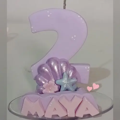 Vela Fundo do Mar de Biscuit com Nome