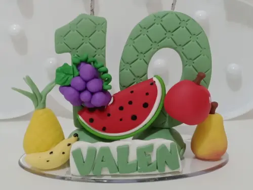 Vela Frutinhas de Biscuit Dois Números e Nome