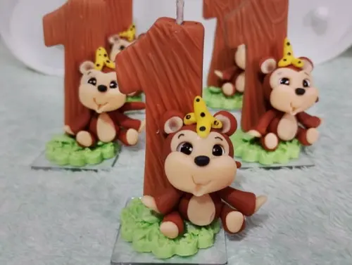 Vela Macaquinho de Biscuit Festa Safari