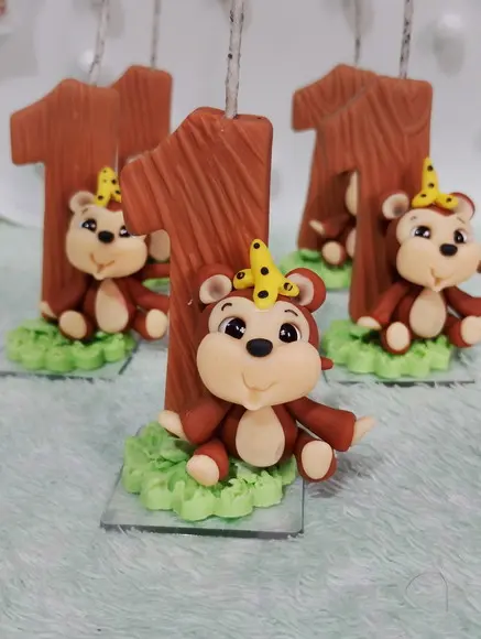 Vela Macaquinho de Biscuit Festa Safari