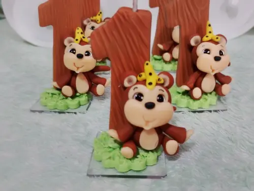 Vela Macaquinho de Biscuit Festa Safari