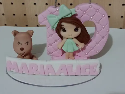 Vela Menina com Cachorrinho Dois Dígitos