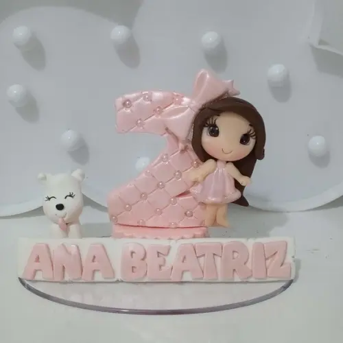 Vela Menina com Cachorrinho de Biscuit