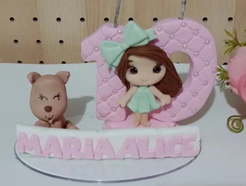 Vela Menina com Cachorrinho Dois Dígitos