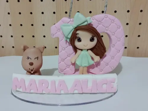 Vela Menina com Cachorrinho Dois Dígitos