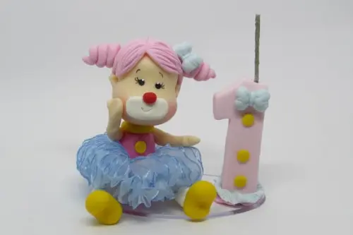 Vela Palhacinha Circo Rosa