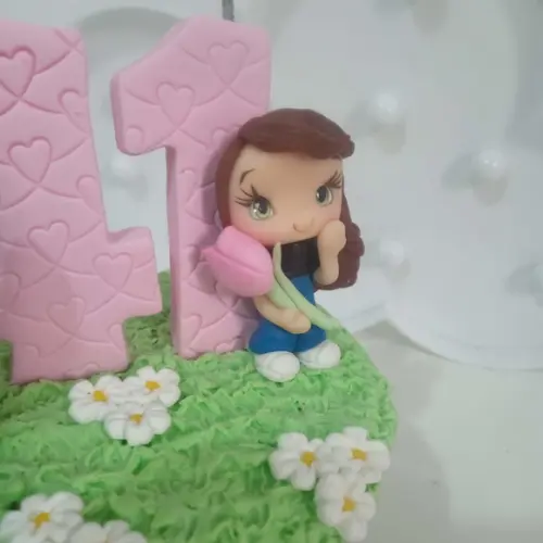 Vela Personalizada com Vaso de Tulipas e Boneca Festa Adulto