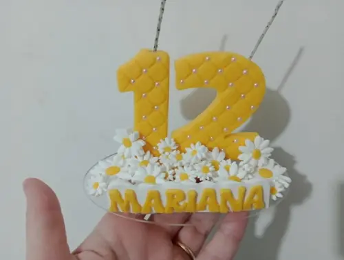 Vela Personalizada Margaridas de Biscuit com Dois Dígitos