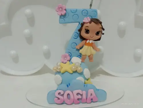 Vela Personalizada Moana com Nome e Número Decorado