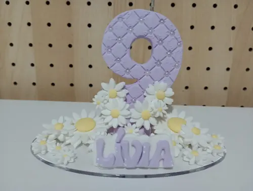 Vela Personalizada Margaridas de Biscuit