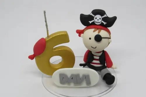 Vela Pirata de Biscuit Personalizada com Nome