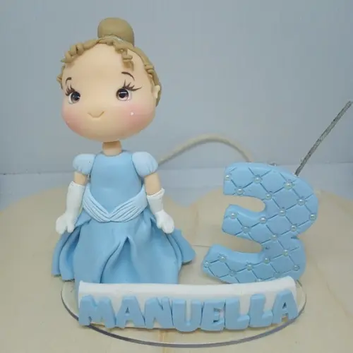 Vela Princesa de Vestido Azul com Idade e Nome