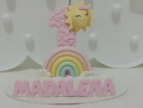 Vela Primeira Volta ao Sol Menina com Arco-íris com Nome