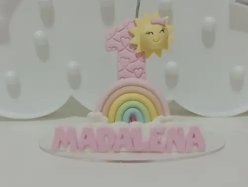Vela Primeira Volta ao Sol Menina com Arco-íris com Nome