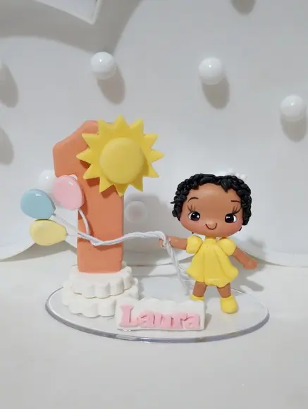 Vela Primeira Volta ao Sol Menina Boho Candy de Biscuit