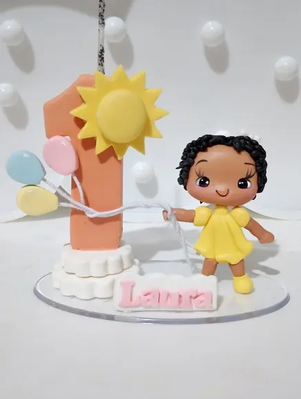 Vela Primeira Volta ao Sol Menina Boho Candy de Biscuit
