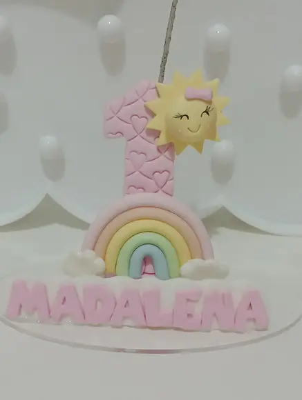 Vela Primeira Volta ao Sol Menina com Arco-íris com Nome