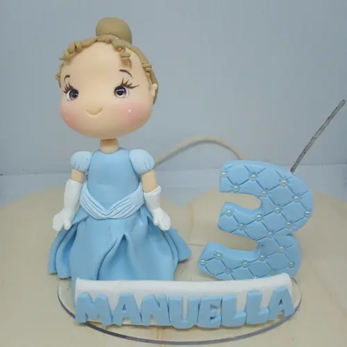 Vela Princesa de Vestido Azul com Idade e Nome