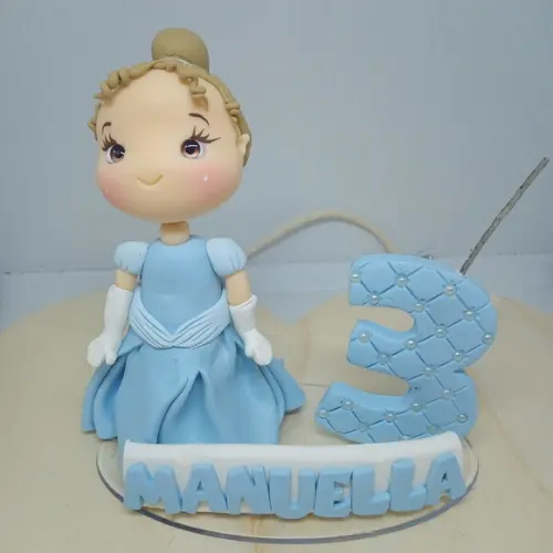 Vela Princesa de Vestido Azul com Idade e Nome
