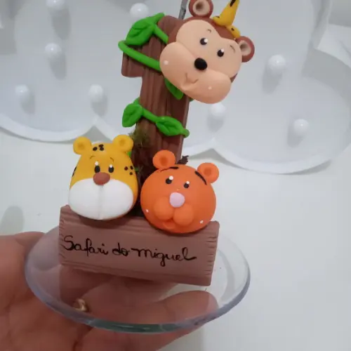 Vela Safari de Biscuit com Nome
