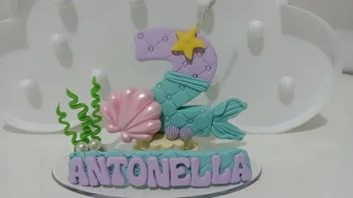 Vela Sereia de Biscuit com Nome
