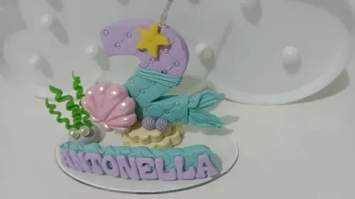 Vela Sereia de Biscuit com Nome