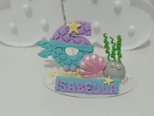 Vela Sereia de Biscuit com Nome