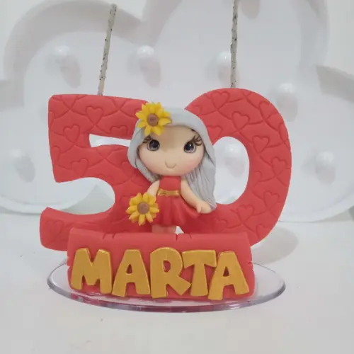 Vela Tema Girassol de Biscuit para Festa Adulto