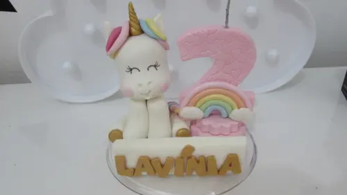Vela Unicórnio com Nome Dourado