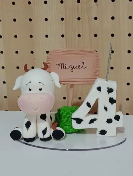 Vela Vaquinha de Biscuit com Nome