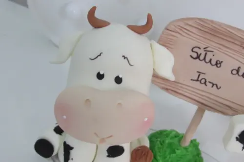 Vela Vaquinha de Biscuit com Nome