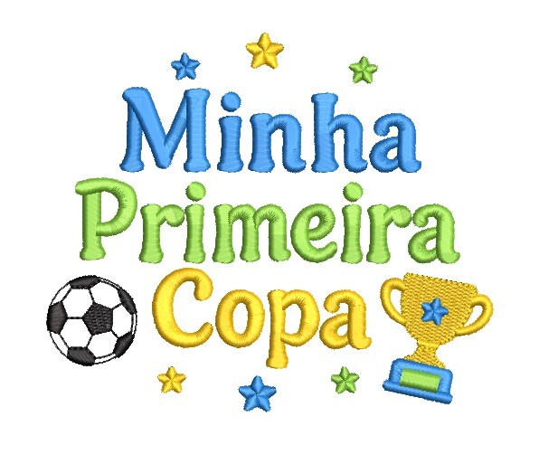 Kit com 3 Matrizes Minha Primeira Copa + Bandeira do Brasil
