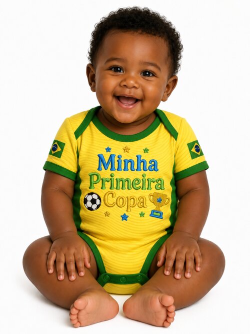 Kit com 3 Matrizes Minha Primeira Copa + Bandeira do Brasil