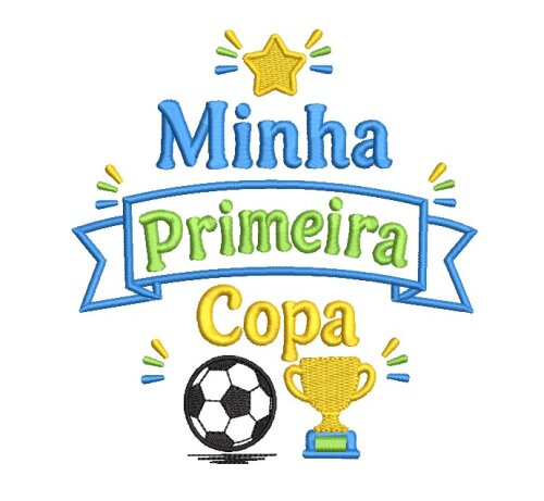 Kit com 3 Matrizes Minha Primeira Copa + Bandeira do Brasil
