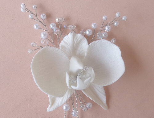 GRAMPO COM ORQUIDEA BRANCA DECORADA