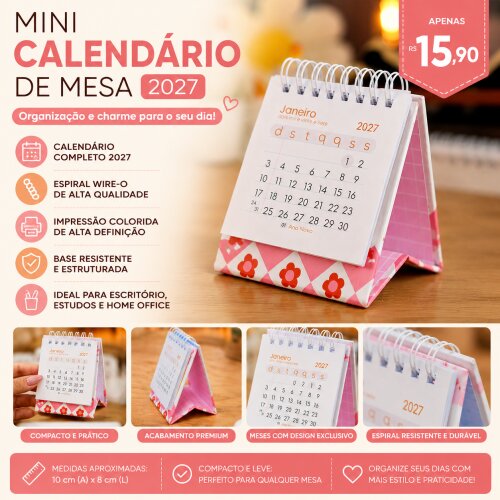 Mini Calendário de Mesa 2027