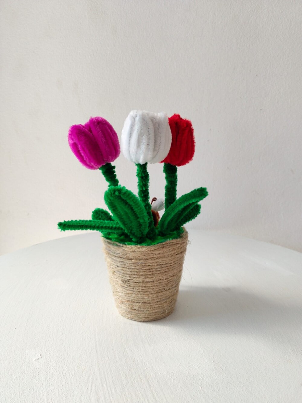Vaso de tulipas e abelha