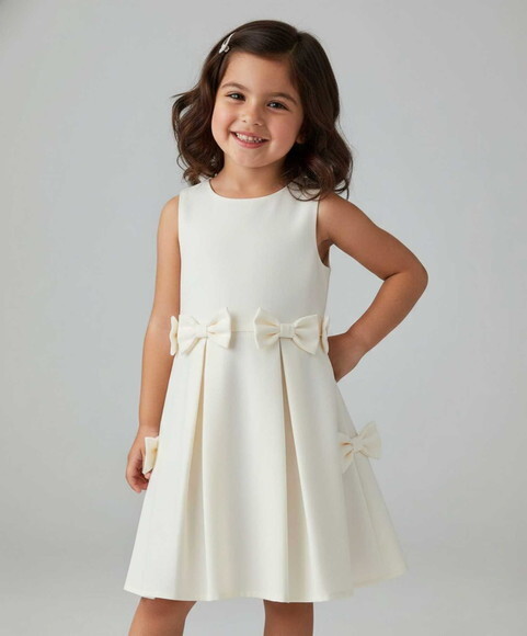Vestido Daminha de Honra com Pregas/laço,estilo Pinterest,