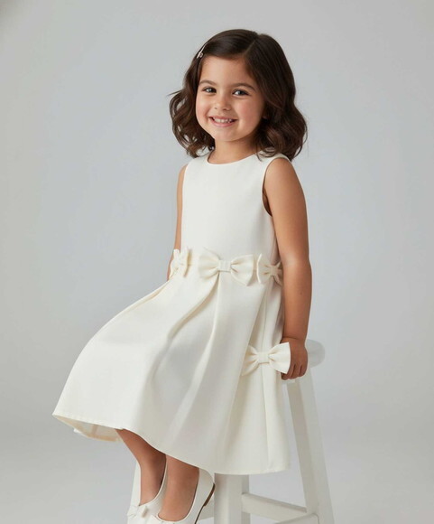 Vestido Daminha de Honra com Pregas/laço,estilo Pinterest,