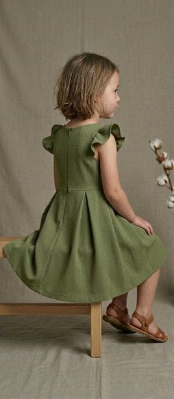 Vestido Daminha Verde Oliva,infantil Luxo Minimalista
