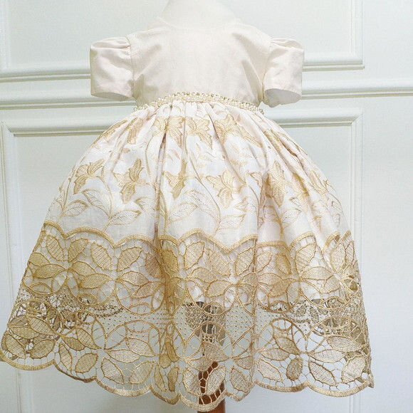Vestido Dourado Realeza Luxo Bebê