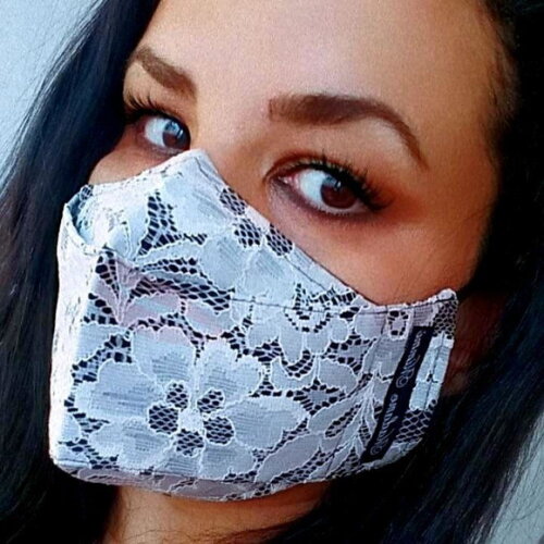 Mascara Em Renda Preto e Branco