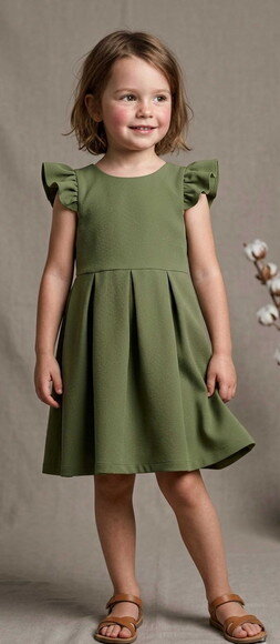 Vestido Daminha Verde Oliva,infantil Luxo Minimalista