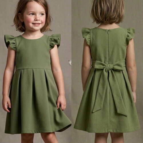 Vestido Daminha Verde Oliva,infantil Luxo Minimalista