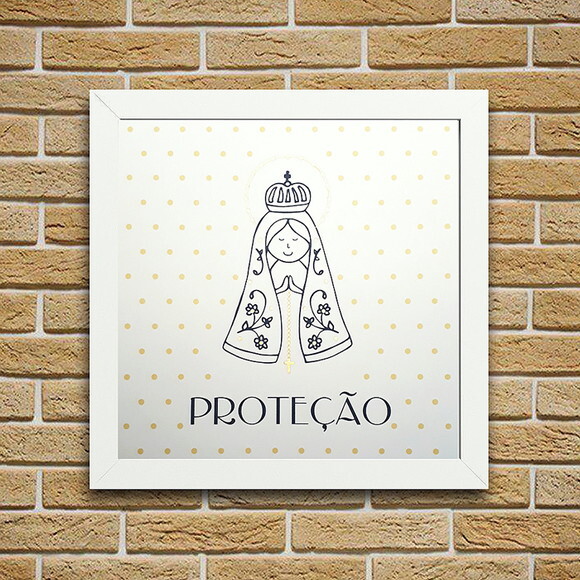 Composição de 4 Quadros com Moldura Fé - 23x23cm cada